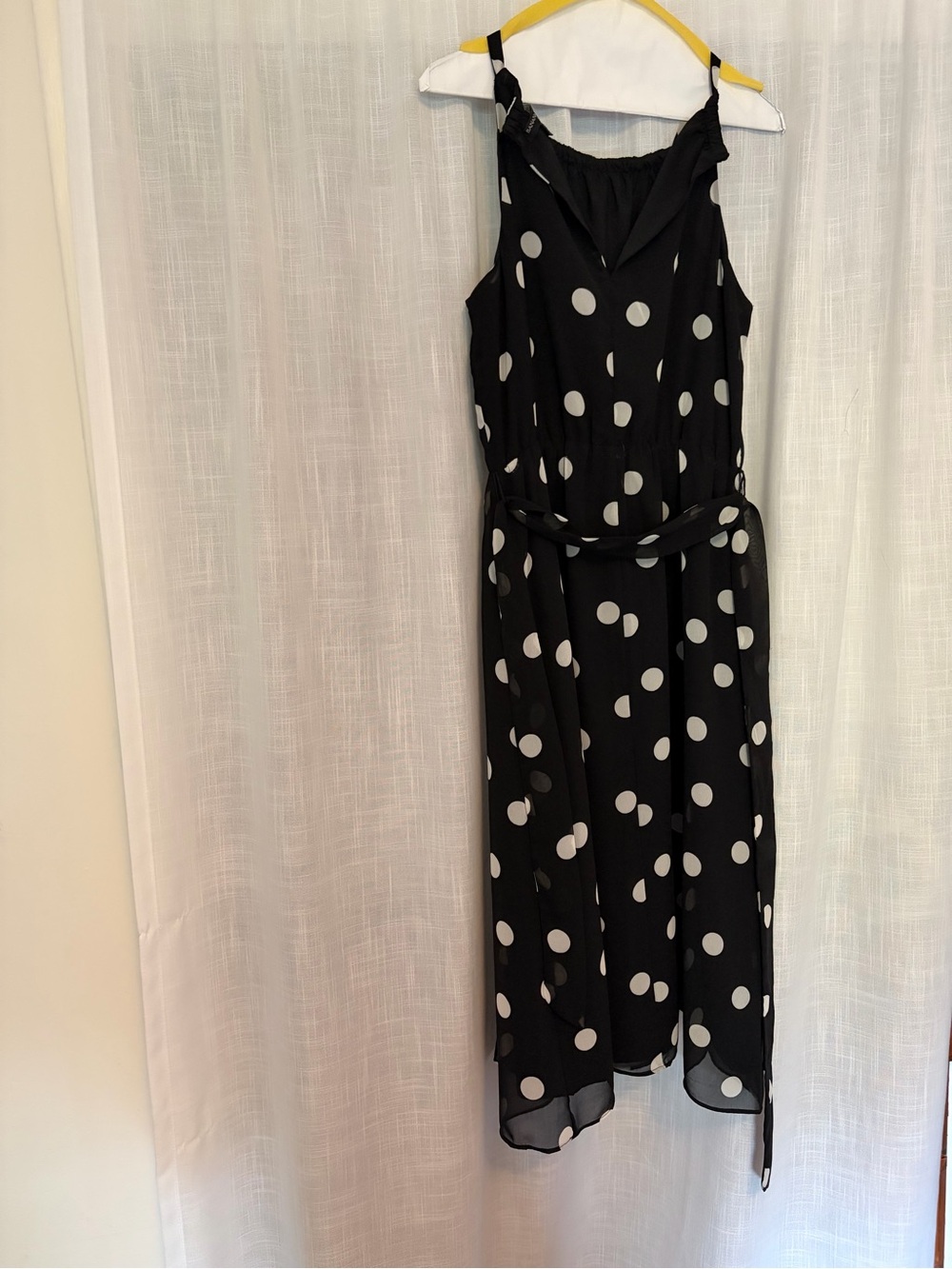 Banana Republic Black Polka Dot Sleeveless Midi Dress
